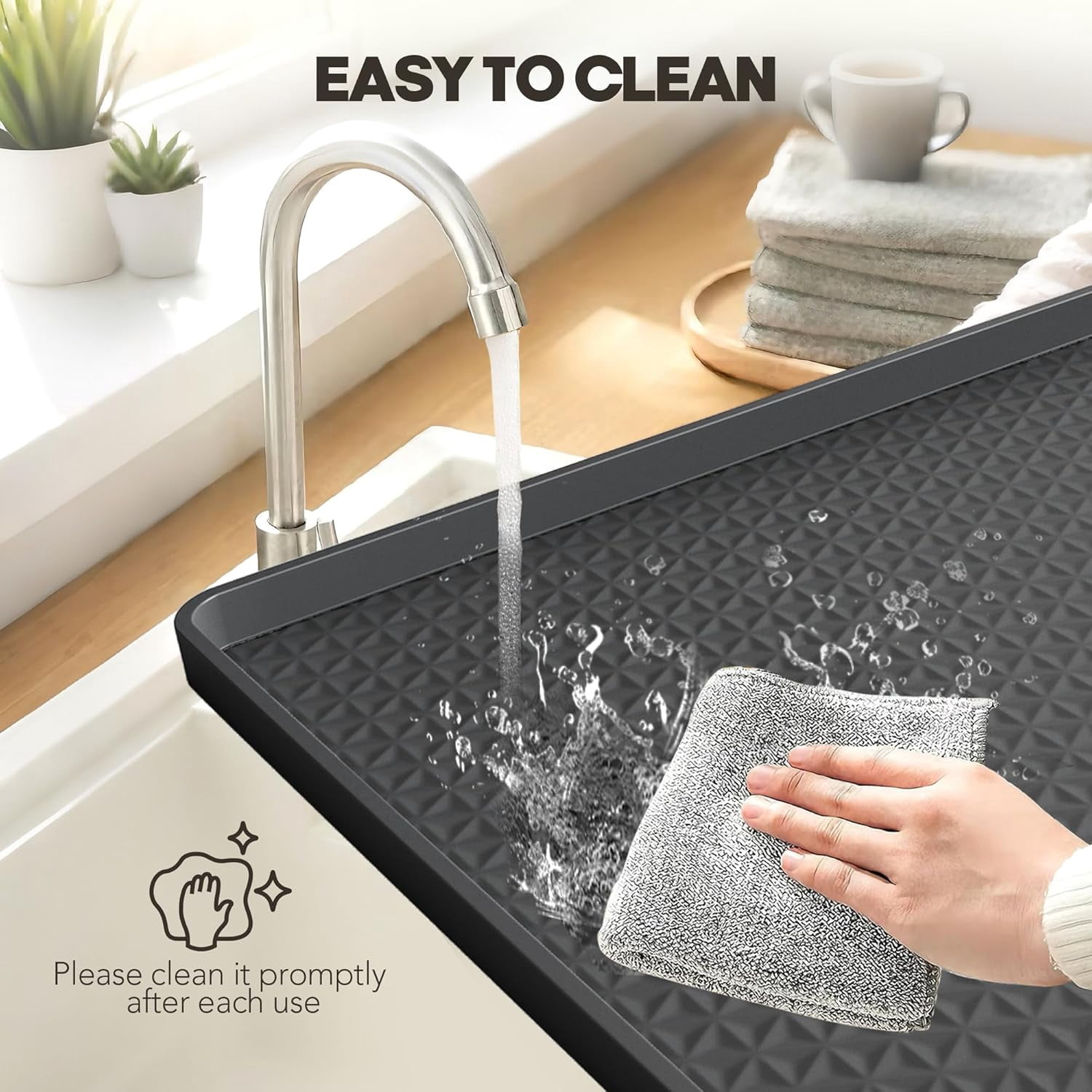 Washer Dryer Countertop, 54" x 27.5" Large Washer and Dryer Covers for The Top, Non-Slip Waterproof Silicone Dryer Top Protector Mat, Washer Dryer Topper for Laundry Room Kitchen Home（Black）