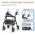 thumbnail image 5 of Andador con ruedas Soundfuse con asiento para personas mayores, plegable, con ruedas grandes de 8", todoterreno, asas y asiento ergonómico de altura ajustable, 169 kg (350 lb), compatible con FSA y HS, 5 of 5