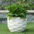 thumbnail image 2 of LuxenHome 17" D Round Planter Large Indoor Outdoor Plant Pot White Horizontal Waves MgO Planter Pot, 2 of 9