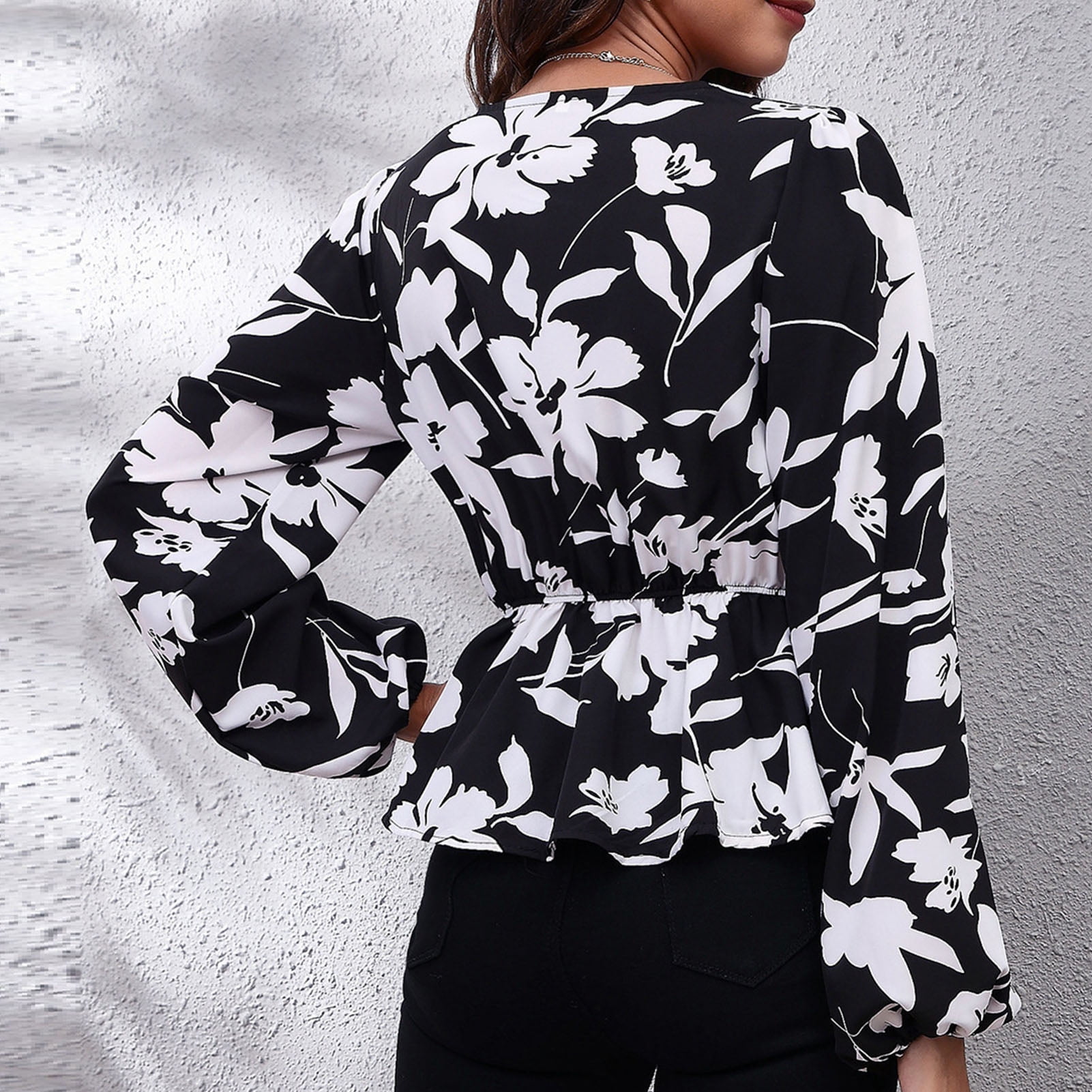 ruffle hem wrap blouse