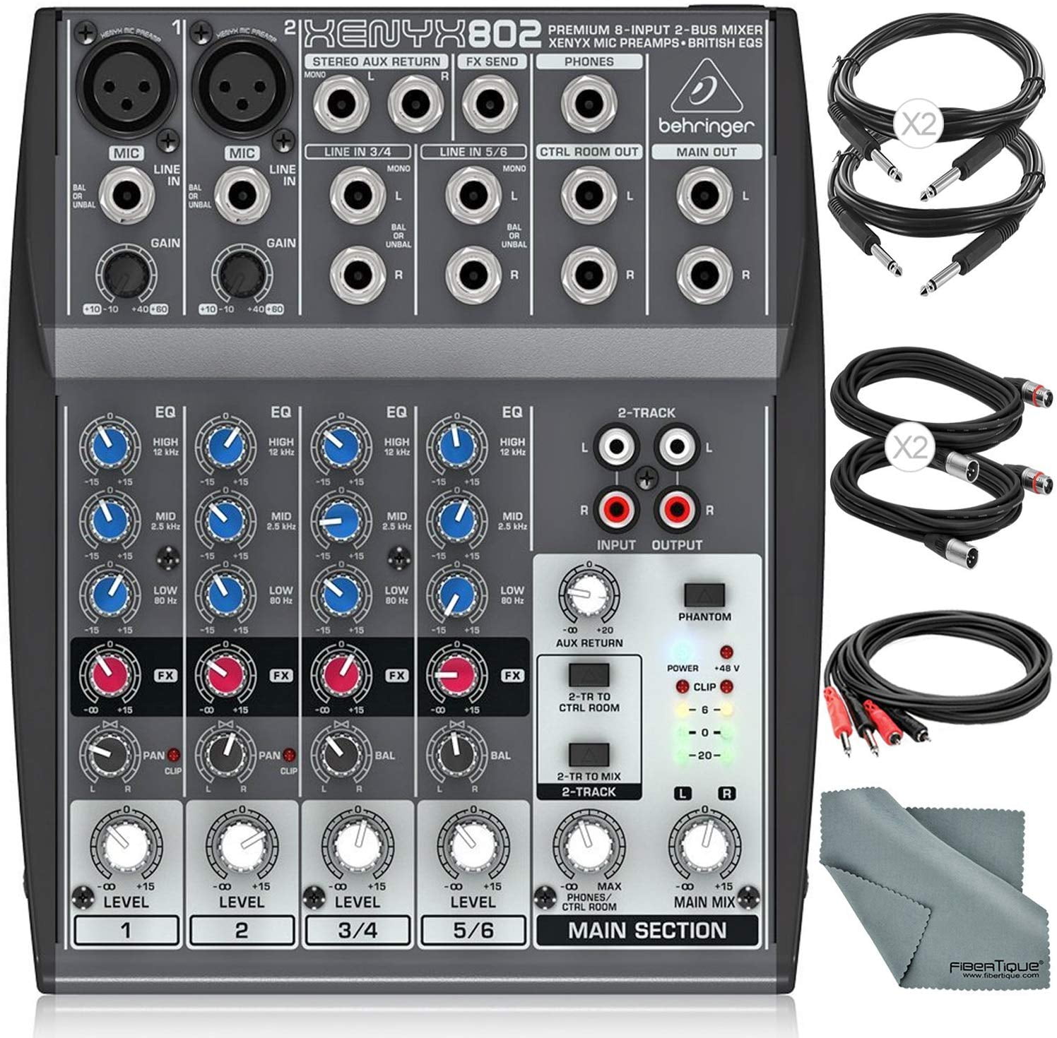 Behringer XENYX 802 8-Channel Compact Premium Audio Mixer with