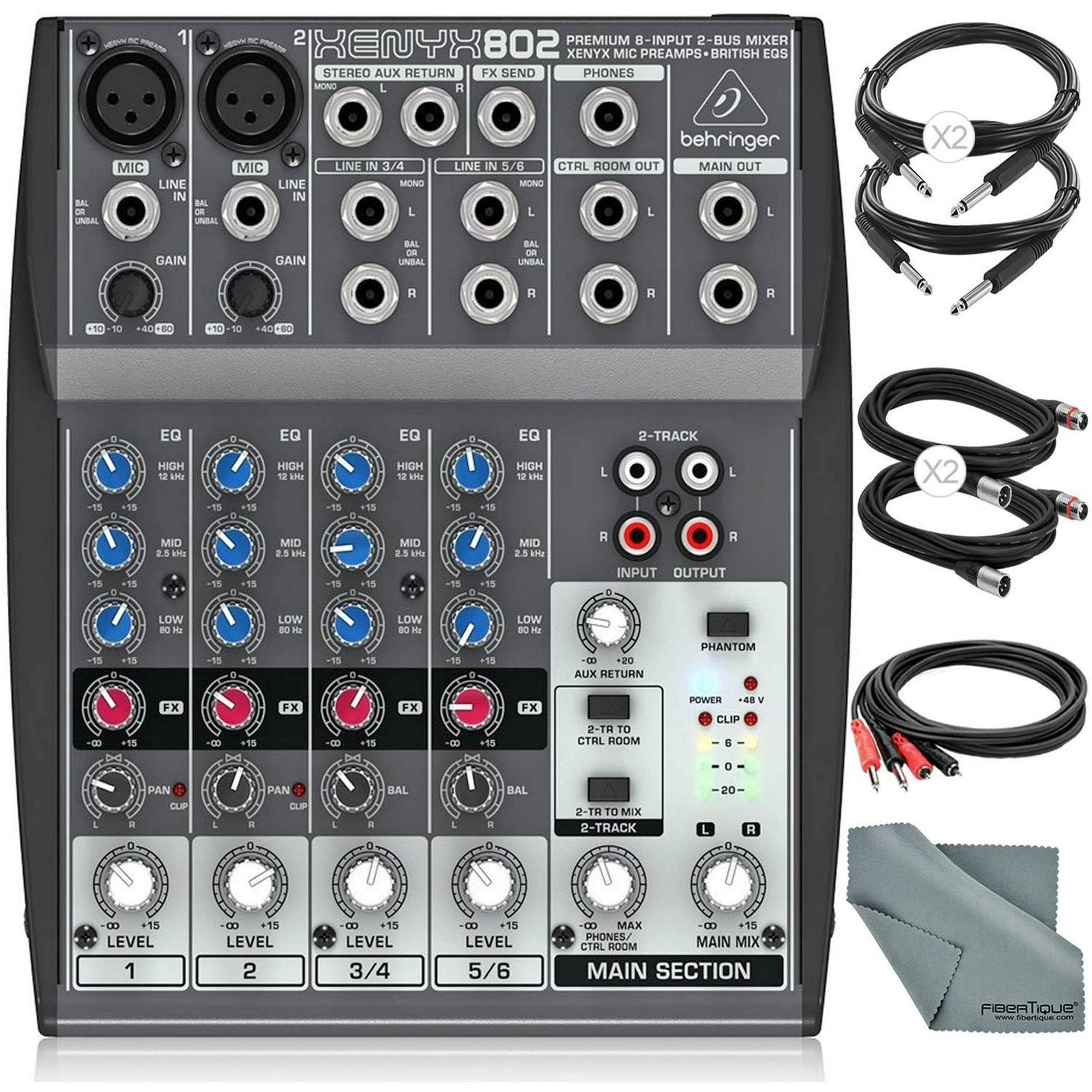 Behringer XENYX 802 8-Channel Compact Premium Audio Mixer with