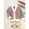 thumbnail image 4 of GXFC Baby Cardigan Sweaters for Boys Girls 6M 1T 2T 3T Kids Long Sleeve Button Contrast Color Knit Pullovers Tops Casual Fall Knitwear Clothes for Toddler, 4 of 8