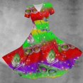 thumbnail image 2 of JGNGSHN Mardi Gras womens dresses casual Fashion Short Sleeve Dress Casual V Neck Printed Swing Dresses, 2 of 4