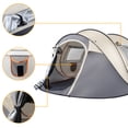 thumbnail image 6 of 4 Person Instant Pop Up Camping Tent, Automatic Easy Setup Family Tent with Mesh Windows & Dual Doors, Portable Waterproof Dome Tent for Outdoor Camping, Hiking, Fishing, Beach & Backyard, Khaki, 6 of 8