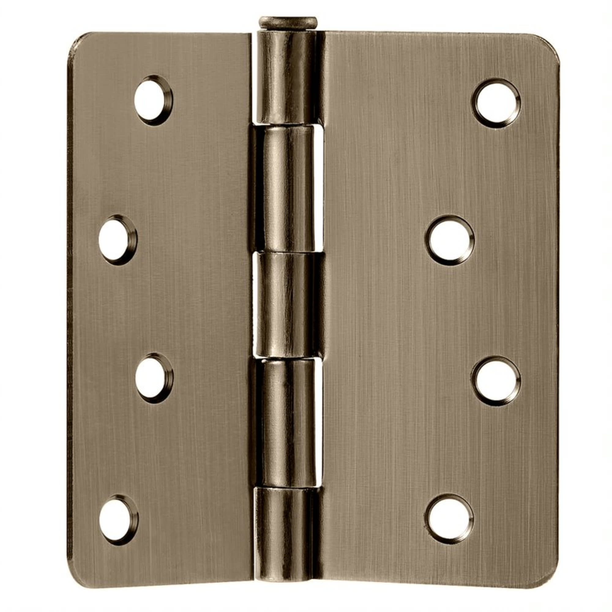 Antique Brass Steel Plain Bearing Door Hinge with Removable Pin, 4 x 4 in. 1/4 in. Radius, 3-Pack