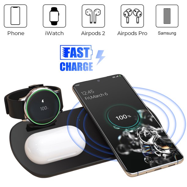 3 In 1 Wireless Charger Multifunctional Charging Station Wireless Charging Dock Fit For Iphone Samsung Smartphones Galaxy Buds Airpods Pro Galaxy Watch Active 1 2 Qi Enabled Device Walmart Com Walmart Com