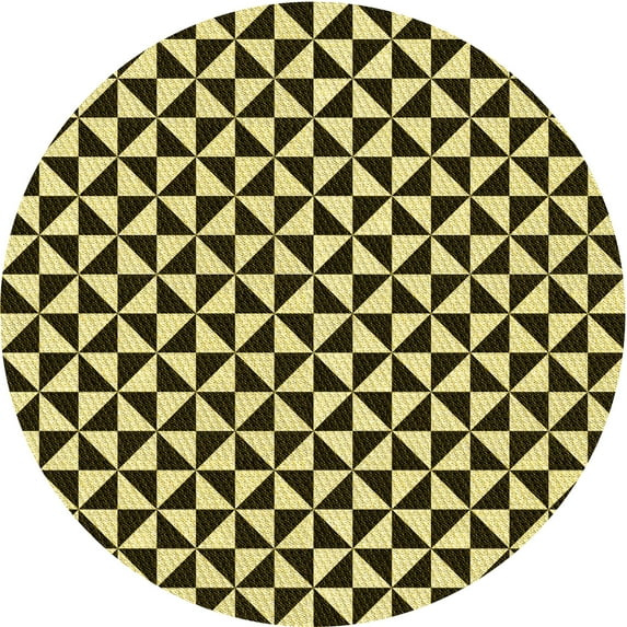 Ahgly Company Indoor Round Patterned Black Bean Brown Area Rugs, 6' Round