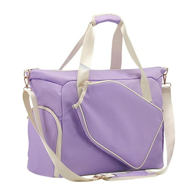Bolsa para raqueta de pickleball, bolsa para paletas con cremallera y correa para el hombro, multiusos Púrpura y blanco