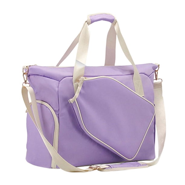 Bolsa de mano para raqueta de pickleball, ligera, con cremallera Púrpura y blanco