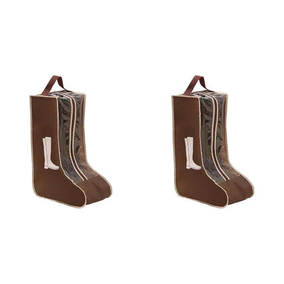 RUIKI 2Pack Coffee Color Tall Boot Storage Bag, Protector Bag, Portable Dust Proof Boot Bags for Cowboy Boots, Shoe Cover Protector Carry Bags with Handle for Organizer Packing Travel