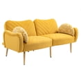 thumbnail image 1 of Upholstered Loveseat Sofa Couch with Thicked Padded Seat and Wooden Legs, 65" Modern Velvet Accent Sofa, Accent Sofa with 2 Bolster Pillows for Living Room, 1 of 7