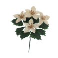 thumbnail image 4 of Flor artificial,Flor de Pascua artificial para fiestas en interiores y exteriores,Decoración fotográfica de aniversario con flor de Pascua falsa,Ramo de flores artificiales navideñas Dorado, 4 of 10