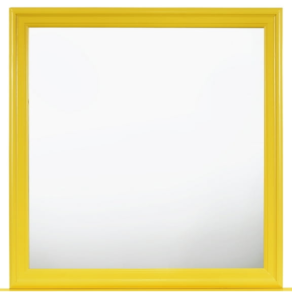 Baroque Bliss Mirror - 38" Decorative Wall Mirror, Elegant Yellow Finish, Dresser Mount Design