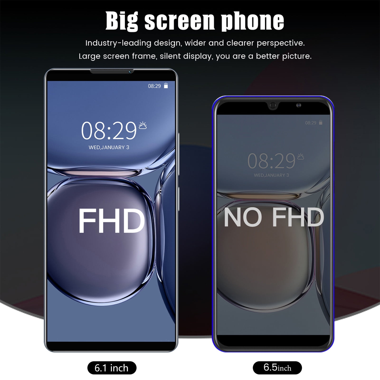 Banghong Unlocked Smartphone, Android 8.0, 6.1" HD Full Screen, 1 GB RAM, 6 GB ROM, Dual SIM(Black)
