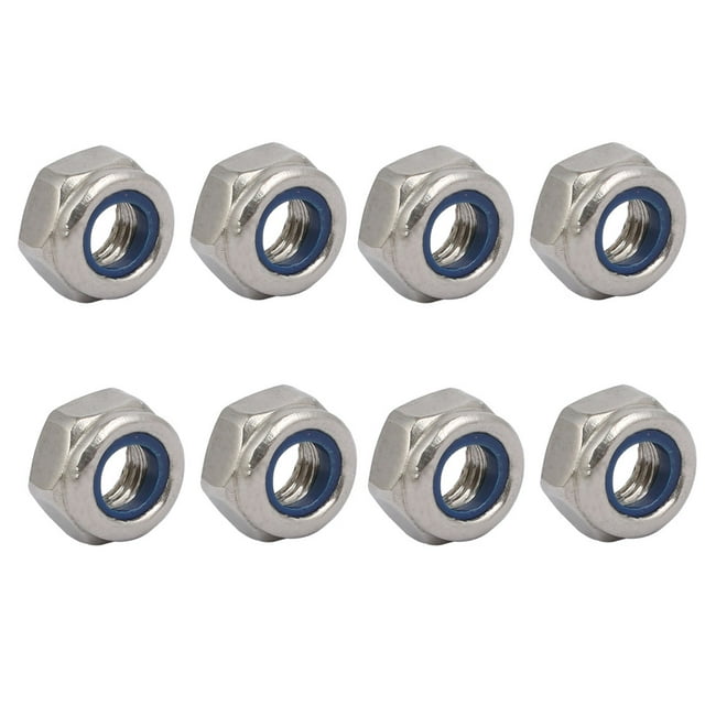 Unique Bargains 8pcs M6 x 1mm Pitch Metric Thread 304 Stainless Steel Left Hand Lock Nuts
