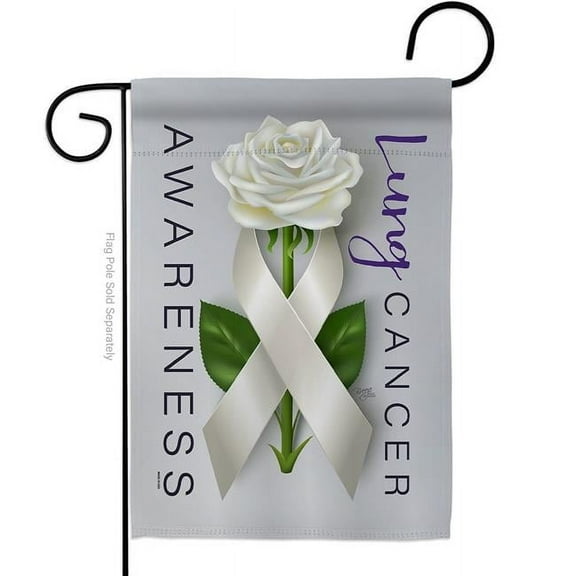 Breeze Decor  13 x 18.5 in. Lung Cancer Awareness Garden Flag with Support Double-Sided Decorative Vertical Flags House Decoration Banner Yard Gift