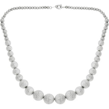 Diamond-Cut Graduated Ball Sterling Silver Necklace, 18