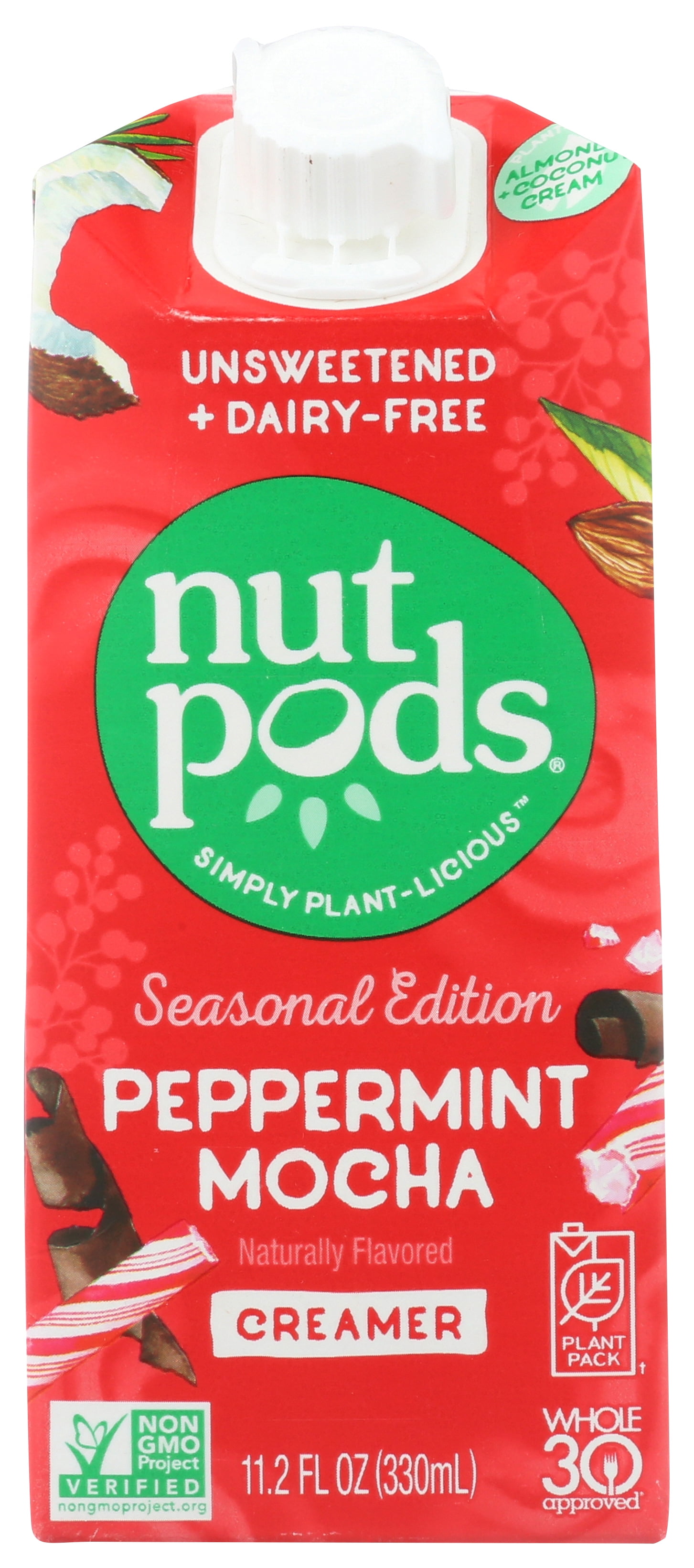 nutpods Unsweetened Peppermint Mocha Liquid Coffee Creamer, 11.2 fl oz