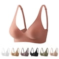thumbnail image 4 of Women's Seamless Sleep Bra Wireless Comfort Bra for Sleeping & Lounge Solid Color Bralette Anti Sagging Thin Sports Bra Traceless Soft Support Pink, 4 of 9