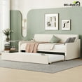 Bellemave Upholstered Twin Size Daybed with Adjustable Trundle and USB