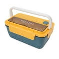thumbnail image 1 of Lunch Container, Divider Designed Bento Box 1400ml Microwave Safe With Chopsticks For Students Purple,Green,Blue Yellow,Pink, 1 of 8