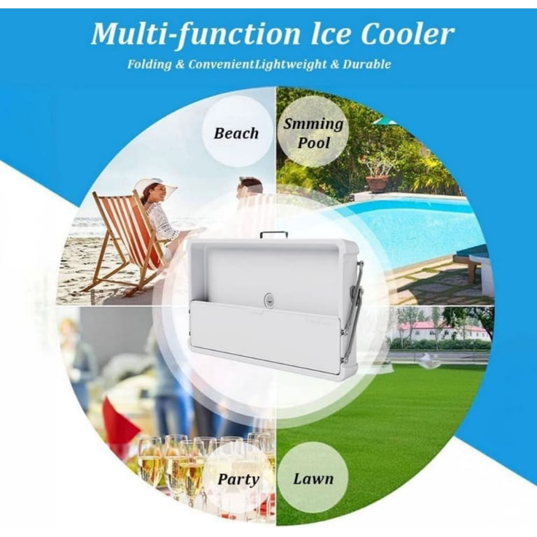 Table Ice Box Ice Cooler Ice Coole Folding Tables With Dain, 4 Ft Two-Tie Ice Bin ...