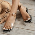 thumbnail image 1 of Pearl Clasp Open Toe Flat Roman Sandals Shoes for Women Girls, 1 of 1