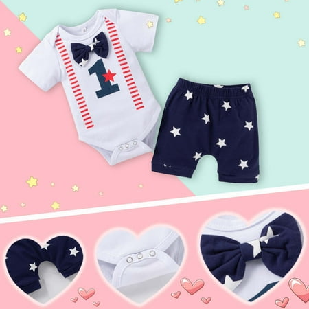 

BadyminCSL Toddler Kids Baby Summer Independence Day Short Sleeve Top Shorts Clothes Set
