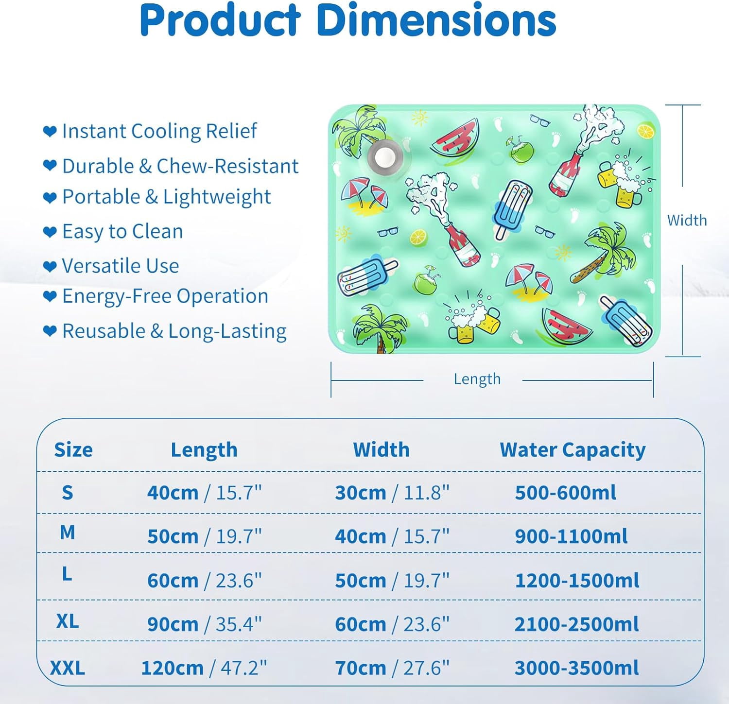 120*70cm Dog Cooling Mat, 2026 New Summer Pet Mats, Portable Pet Cooling Pad for Travel, Washable Gel Coolings Mat for Dogs and Cats Indoor Outdoor, Reusable Chill Pad Suitable for All Pets