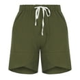 thumbnail image 5 of Pxkloy Bermuda Shorts for Women 2025 Summer High Waist Drawstring Tulip Leg Shorts Plus Size Cotton Linen Knee Length Pants Green,XXXXL, 5 of 7