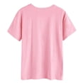 thumbnail image 4 of Mujer Cuello Redondo Letra Estampado Floral Camiseta Gráfica Moda Suelta Casual Manga Corta Tops Blusa Rosa XL, 4 of 6