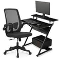 thumbnail image 2 of MoNiBloom Computer Desk and Chair Set, Comfy Swivel Task Chair Adjustable Height Breathable Mesh Study Chair, Standing Portable Laptop Workstation Table for Living Room Bedroom, 2 of 4