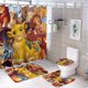 thumbnail image 1 of Juego de 4 cortinas de ducha de El Rey León con alfombrillas antideslizantes, tapa de inodoro y alfombrilla de baño, cortina de ducha impermeable con decoración de dibujos animados para baño con 12, 1 of 8