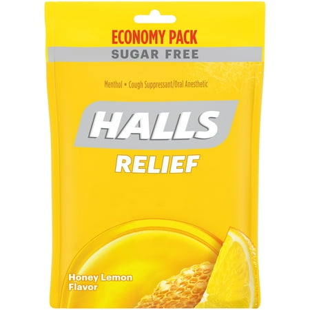 HALLS Relief Honey Lemon Sugar Free Cough Drops, Economy Pack - 70