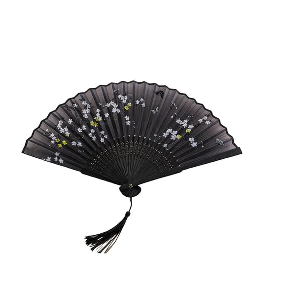 Taotanxi Floral Patterned Hand Fans, Chinese Folding Fan for Women Foldable, Silk Bamboo Hand Held Fan, Paper Hand Fan for Weddings, Parties and Church Events