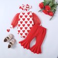 thumbnail image 4 of Sngxgn Girl's 2 Piece Rib Knit Outfits Twist Front Long Sleeve Top and Flare Pants Set(Red,6M), 4 of 9