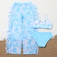 thumbnail image 6 of TOWED22 Girl's 3 Piece Swimsuits Floral High Waisted Bikini Bathing Suit with Mesh Coverups Skirt Blue,7-8 Y, 6 of 8