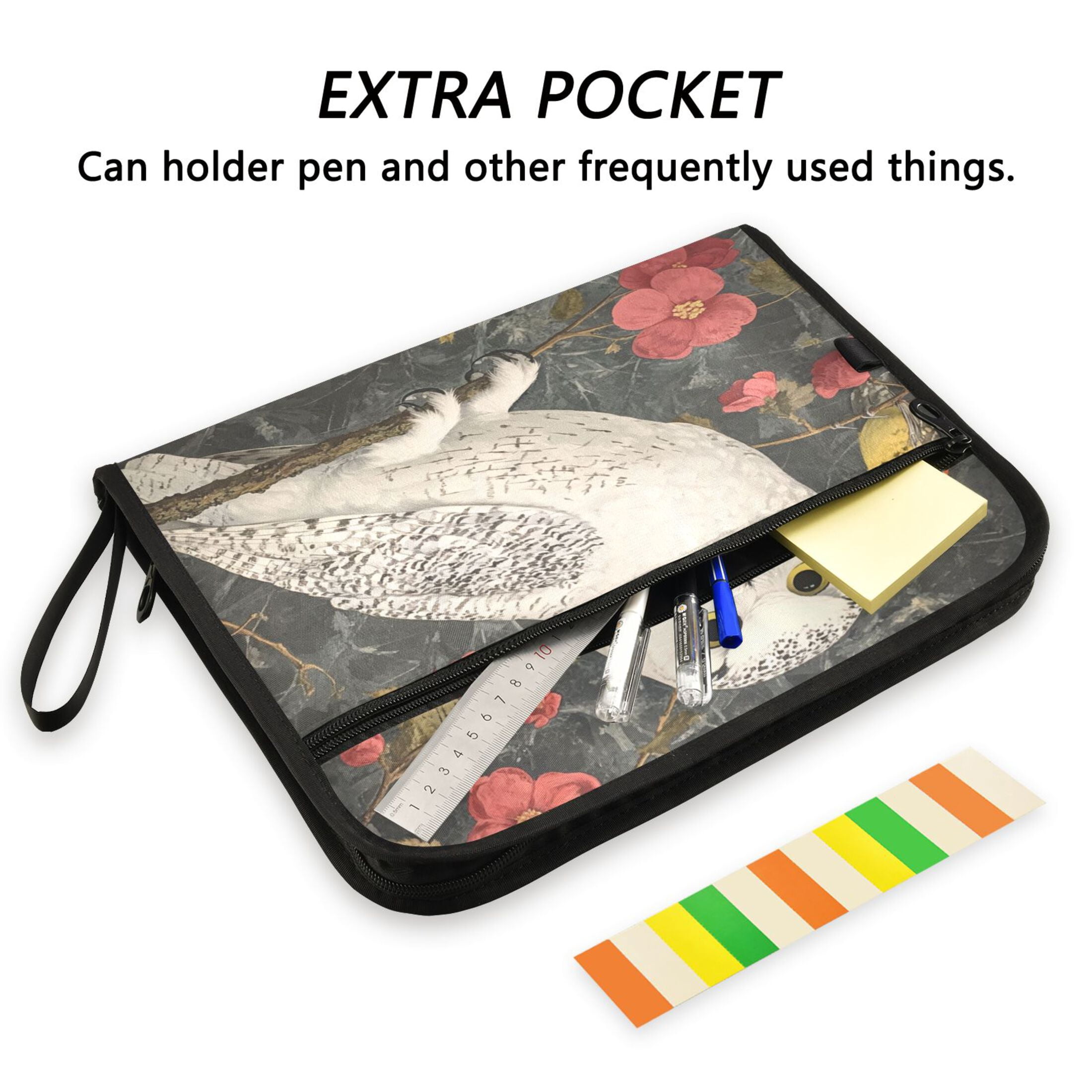 WOBOGO Snowy Owl Expanding File Folder Letter Size Accordion Filing Organizer 13 Pocket Separate Organ Pocket
