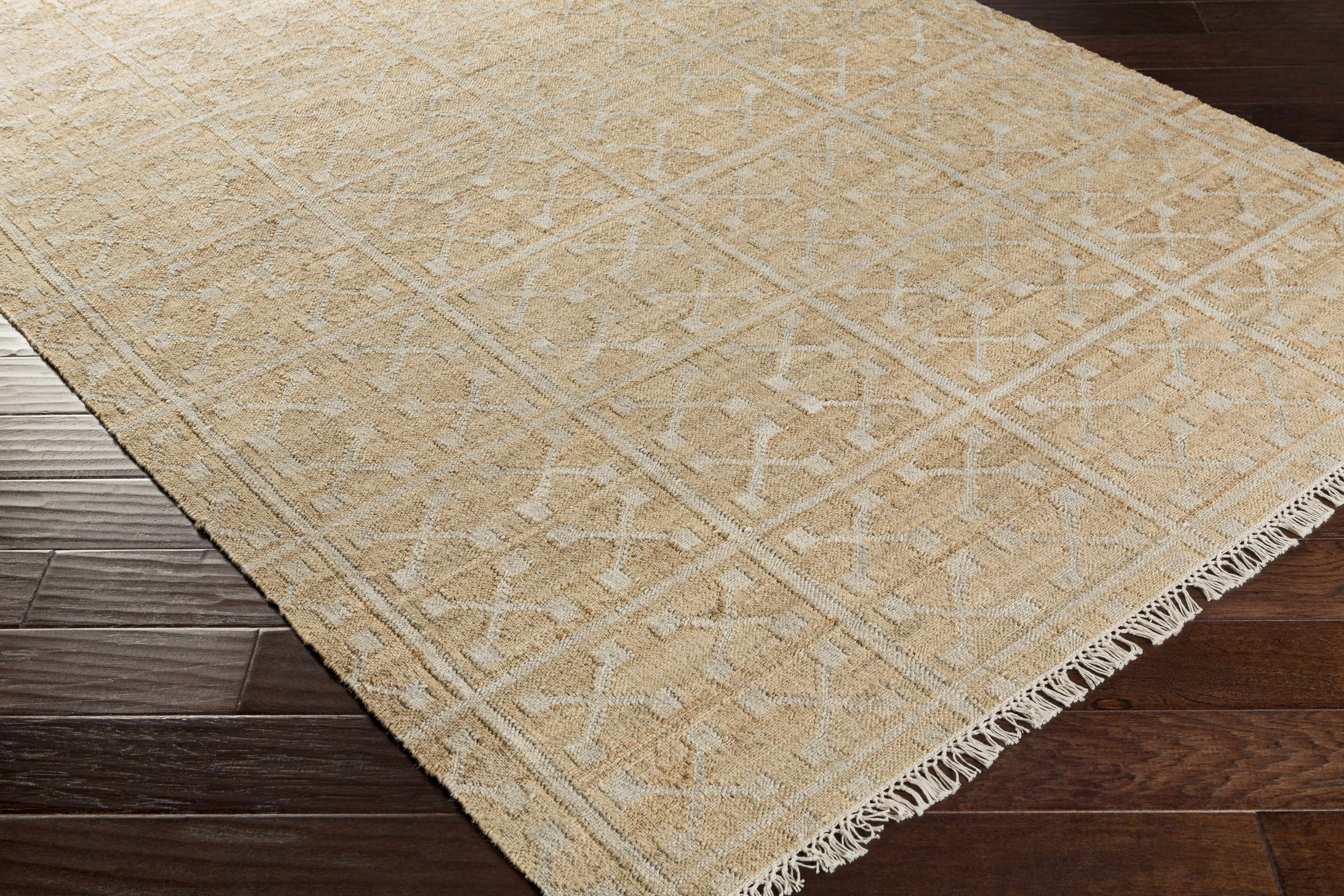 Hauteloom Rice Jute Living Room, Bedroom Area Rug - Natural Fiber - Beige, Gray - 8' x 10'