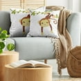 thumbnail image 5 of Ambesonne Cartoon Throw Pillow Cover 2 Pack, Monkey on Liana, 24", Brown Green and Pink, 5 of 7