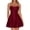 Wine Red, variant on Women's Satin Spaghetti Strap Mini Dress Ruched Bust Fit and Flare Party Graduation Dress