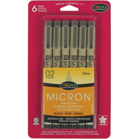 Pigma Graphic Line Pen - Pigma Micron Pens 02 .3mm 6/Pkg-Black