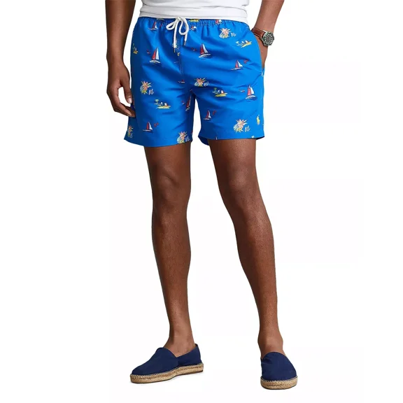 POLO RALPH LAUREN 5.75-Inch Printed Classic Fit Swim Trunks Size Large