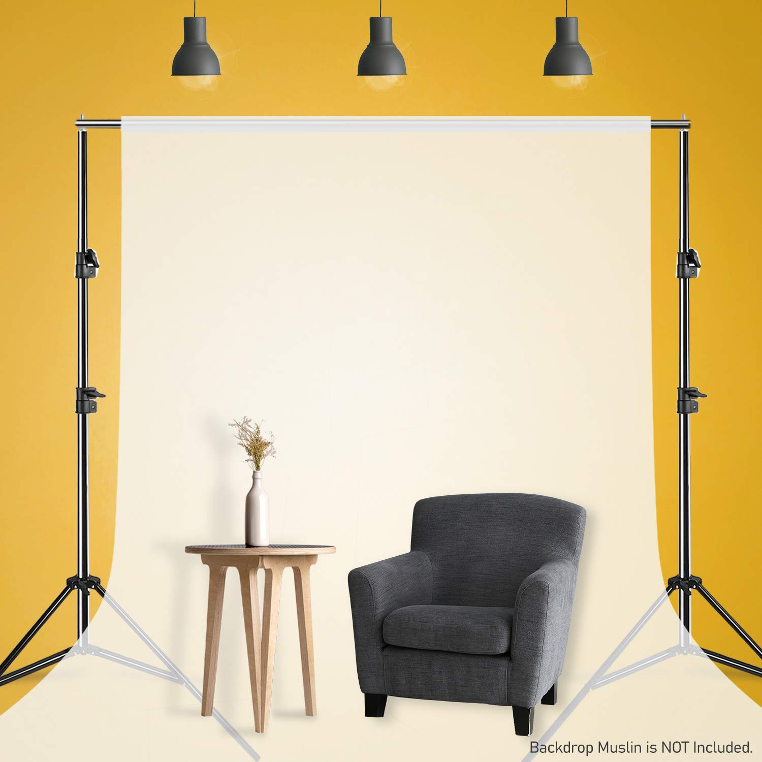 LS Photography 10 Feet Wide Photography Photo Muslin Background Support Stand Backdrop Crossbar Kit, Backdrop Support Stand with Carry Bag, WMT1143 - image 4 of 6