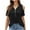Black, variant on Timegard Womens Plus Size Tops Zipper V Neck Cold Shoulder Short Sleeve Slim Fitting Tee Casual Comfy Tops