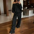 thumbnail image 2 of WULMLEO Women's 2 Piece Sets Polka Dots One Shoulder Loose Sweatshirt and Wide Leg Sweatpants Outfits 2026 Casual Trendy Suit Outfits Black M, 2 of 2