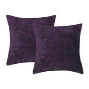 Parkdale 18" x 18" Corduroy Velvet Solid Decorative Throw Pillow Covers Soft and Cozy Cushion Covers - Purple