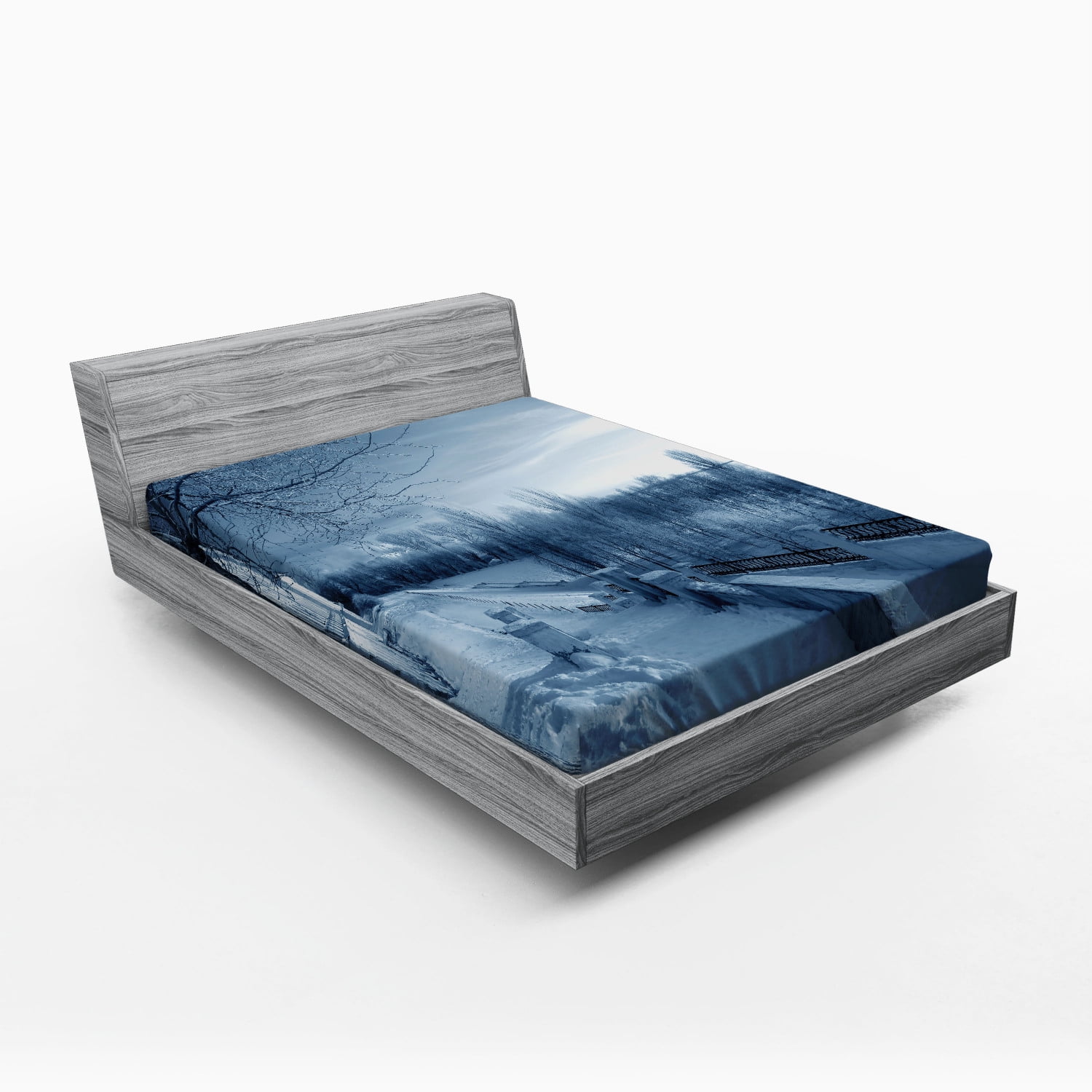 Winter Fitted Sheet Ice Cold Frozen Snowy Scenery from Castle Like