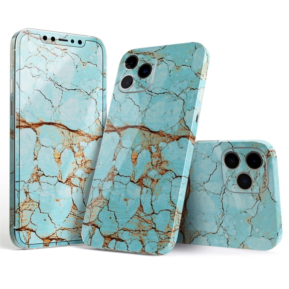 DesignSkinz Cracked Teal Stone Full-Body Skin Decal Wrap Cover for iPhone 16